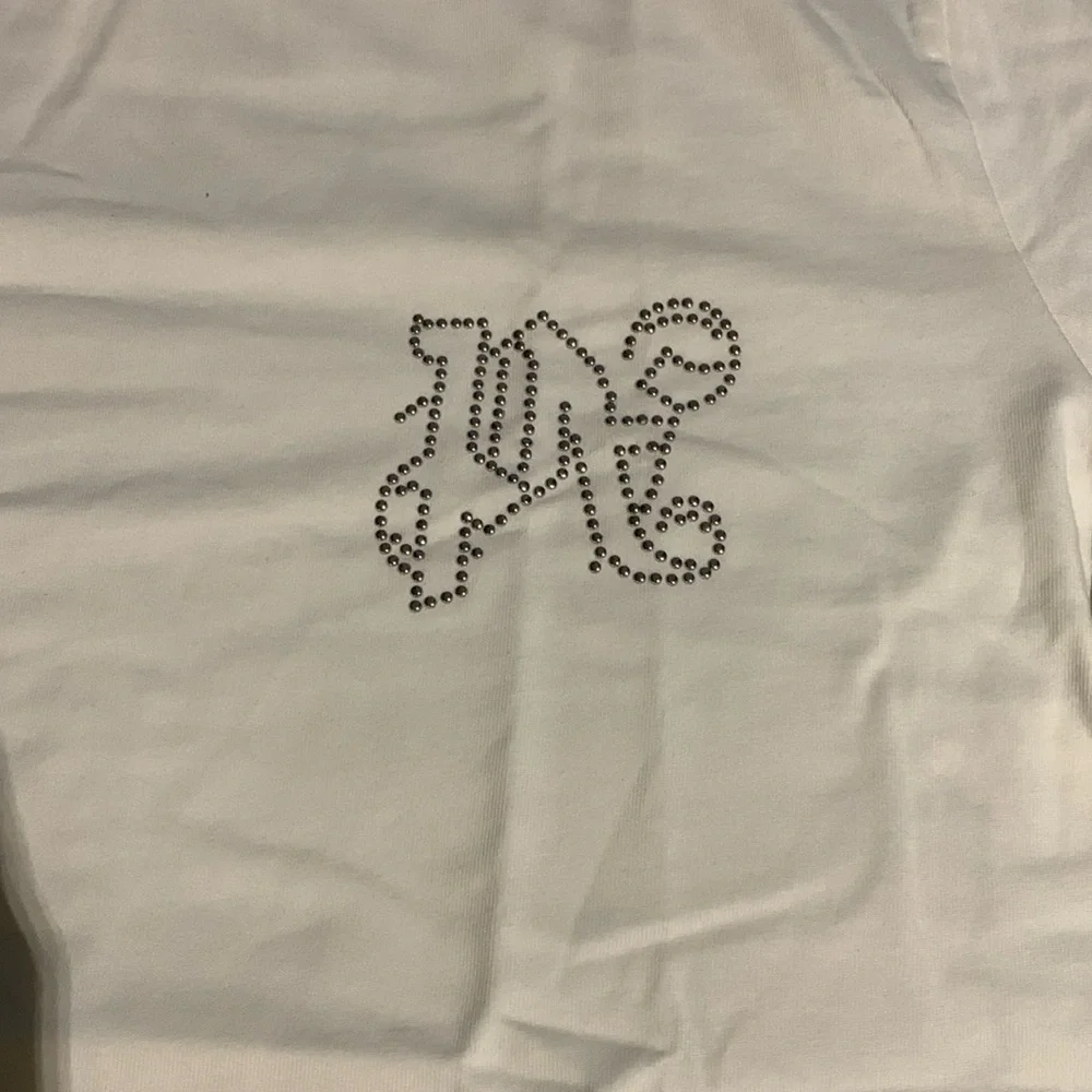 Palm Angels Rhinestone PA Logo Off White Ivory T-Shirt Men’s Size Large